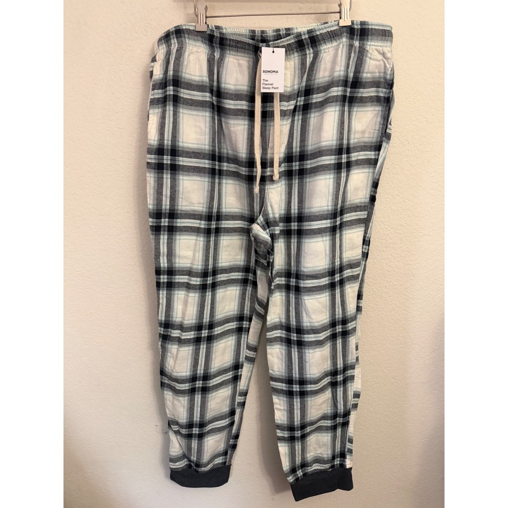 NWT Sonoma Goods For Life Men's XL Flannel Sleep Pant Plaid Joggers Pajamas PJs